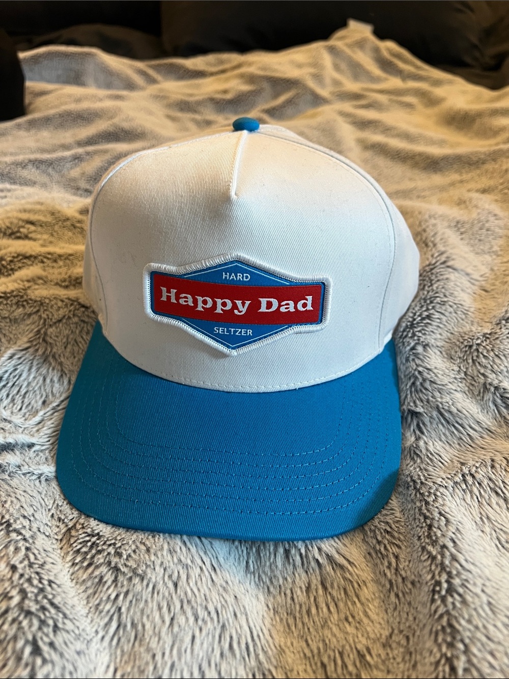 Happy Dad Hard Seltzer Patch Trucker Hat - White & Teal